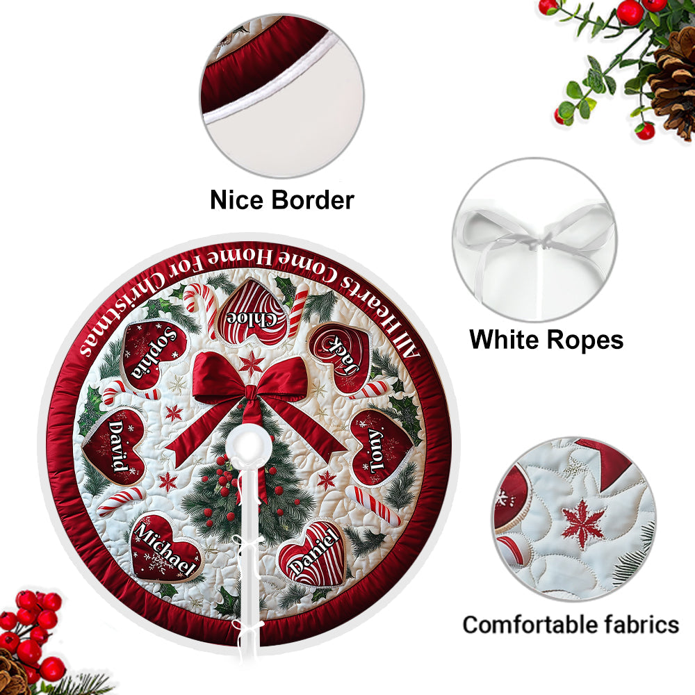 Hearts Come Home For Christmas - Personalized Family Tree Skirt