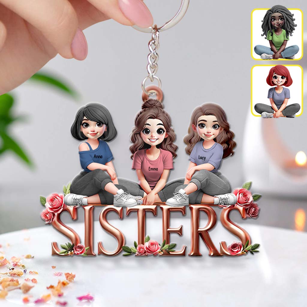 Sisters - Personalized Bestie Custom Shaped Keychain