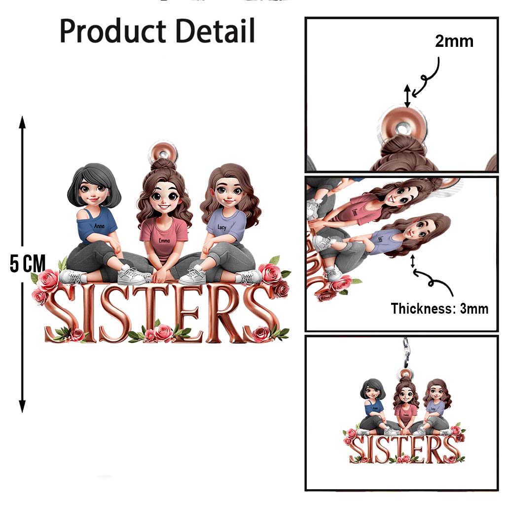 Sisters - Personalized Bestie Custom Shaped Keychain