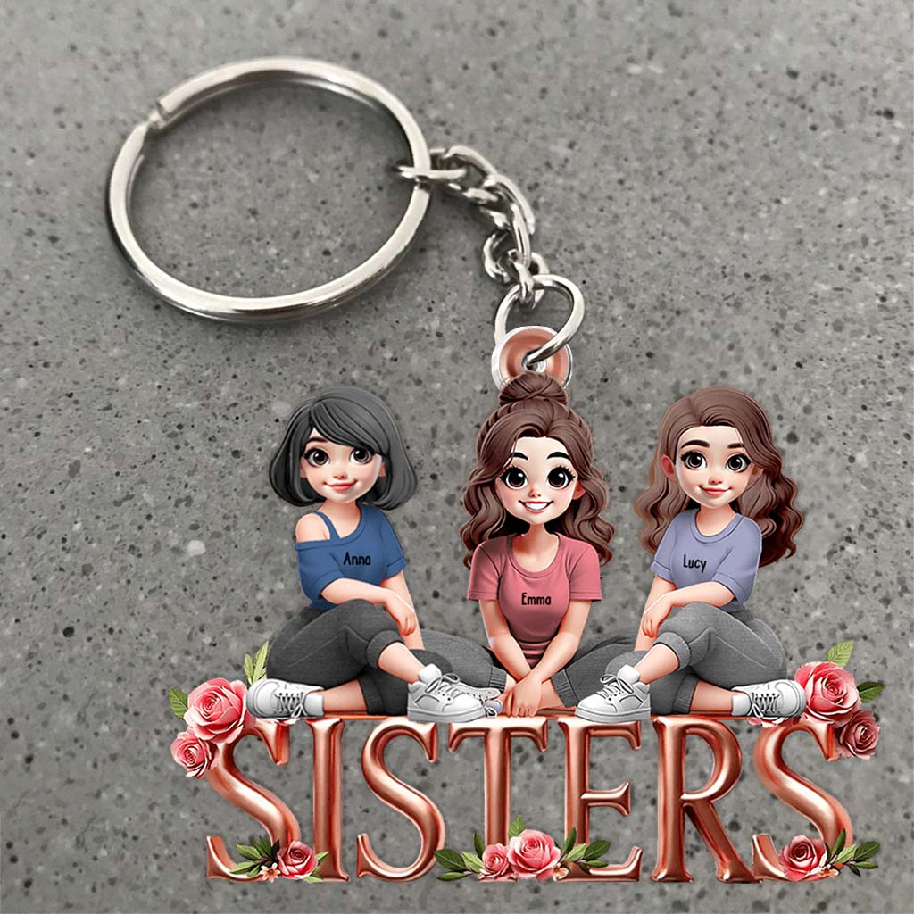 Sisters - Personalized Bestie Custom Shaped Keychain