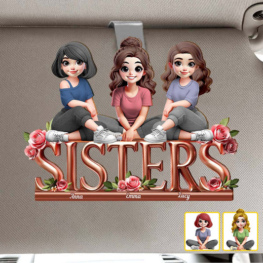 Sisters - Personalized Bestie Shaped Car Visor Clip