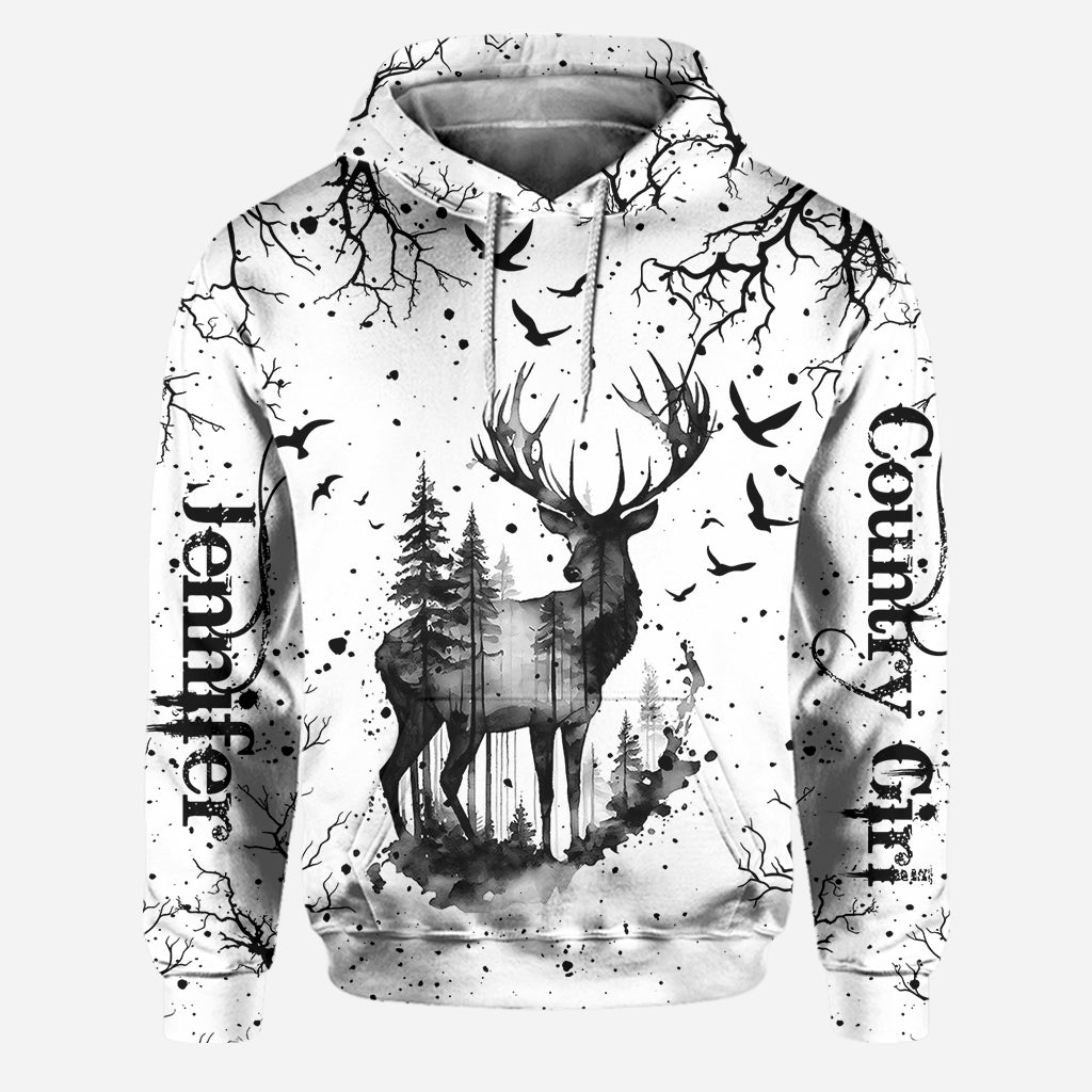 Country Style Black White - Personalized Hunting Hoodie and Leggings