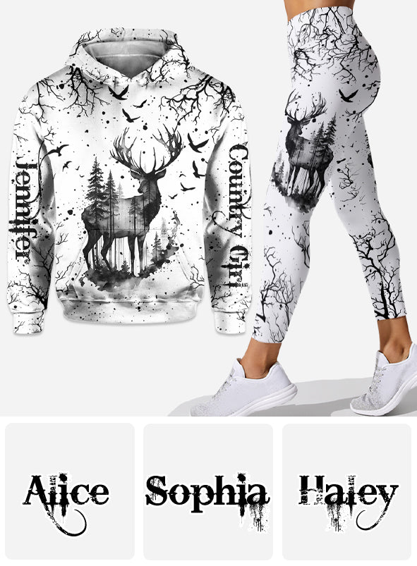 Country Style Black White - Personalized Hunting Hoodie and Leggings