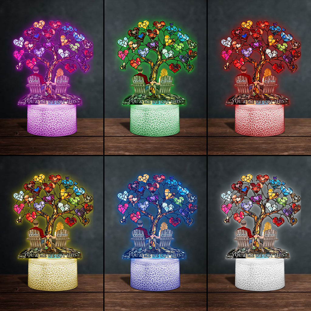 You And Me We Got This - Personalized Couple Shaped Plaque Light Base