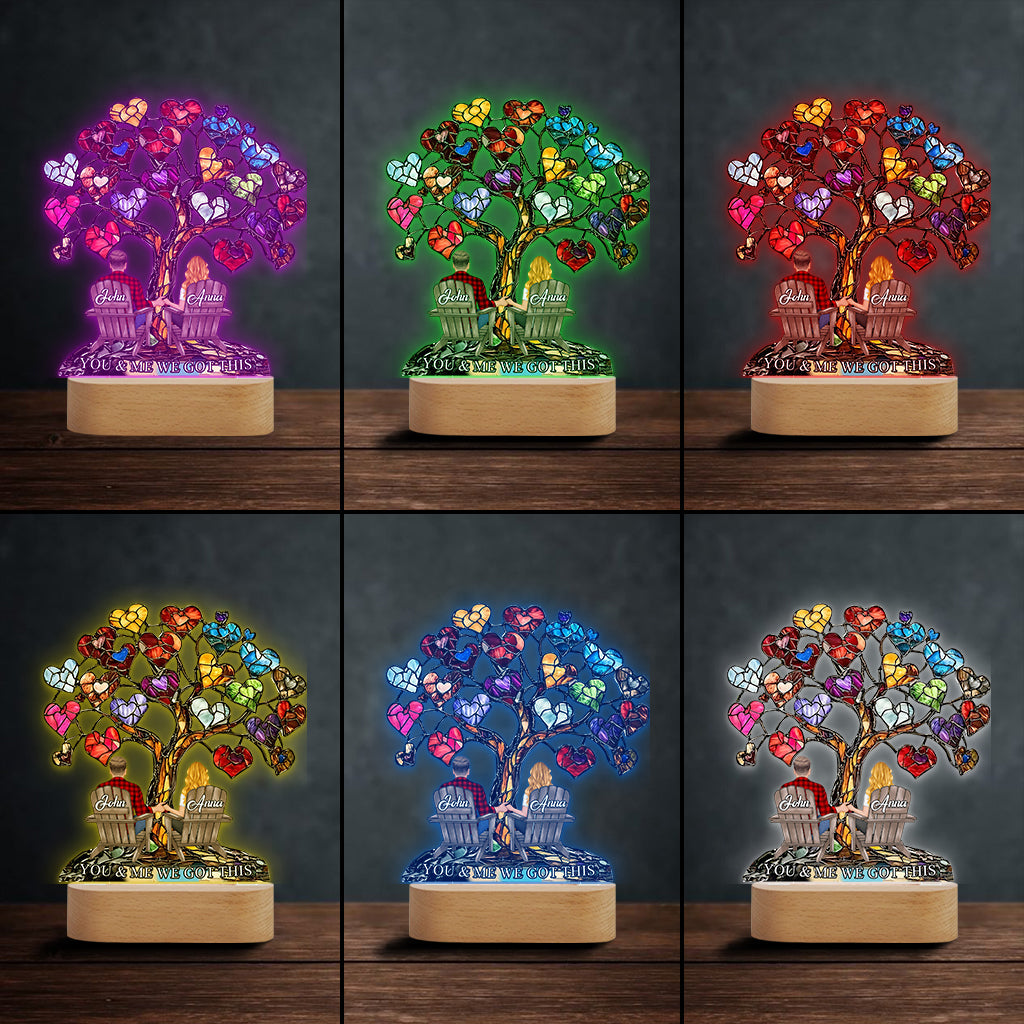 You And Me We Got This - Personalized Couple Shaped Plaque Light Base