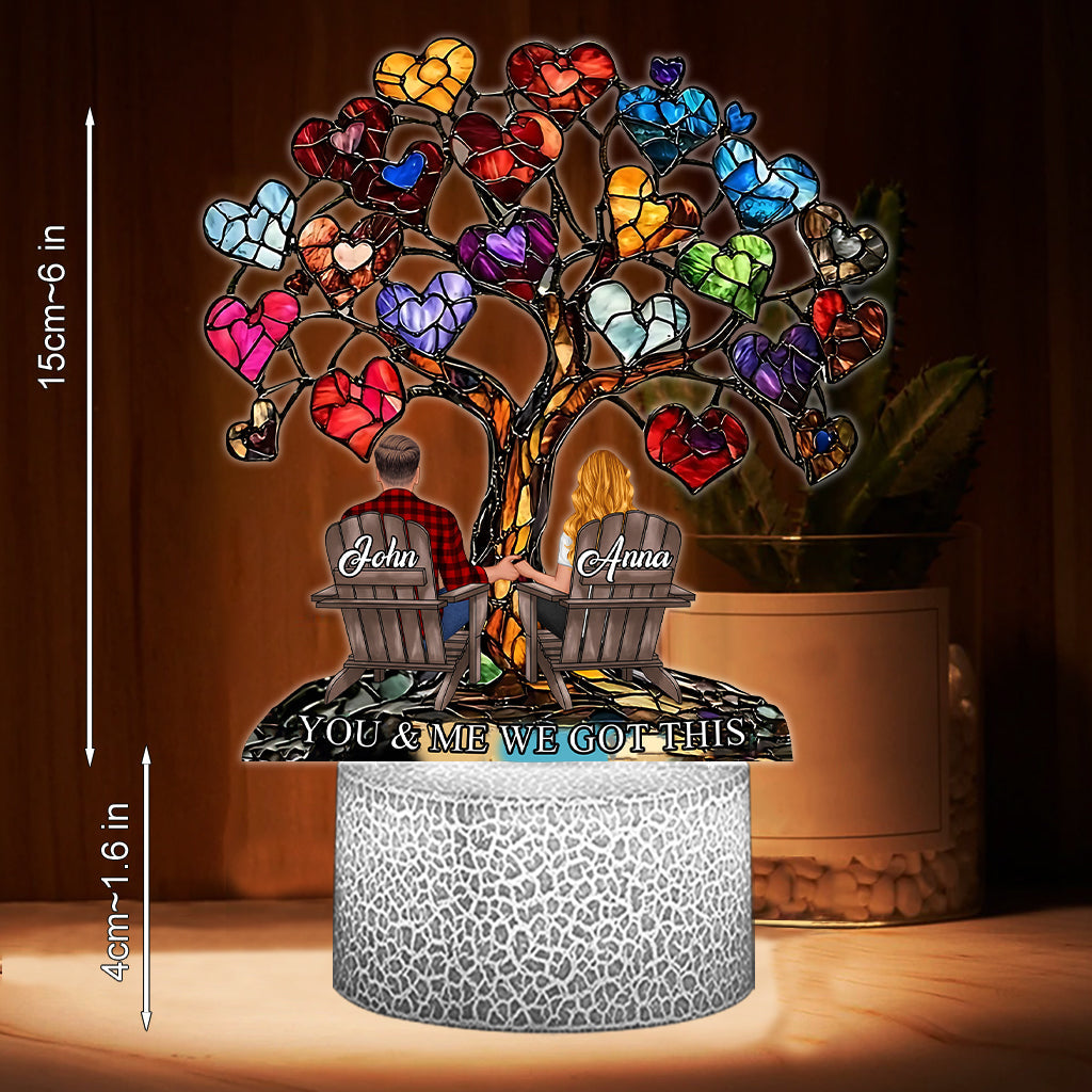 You And Me We Got This - Personalized Couple Shaped Plaque Light Base