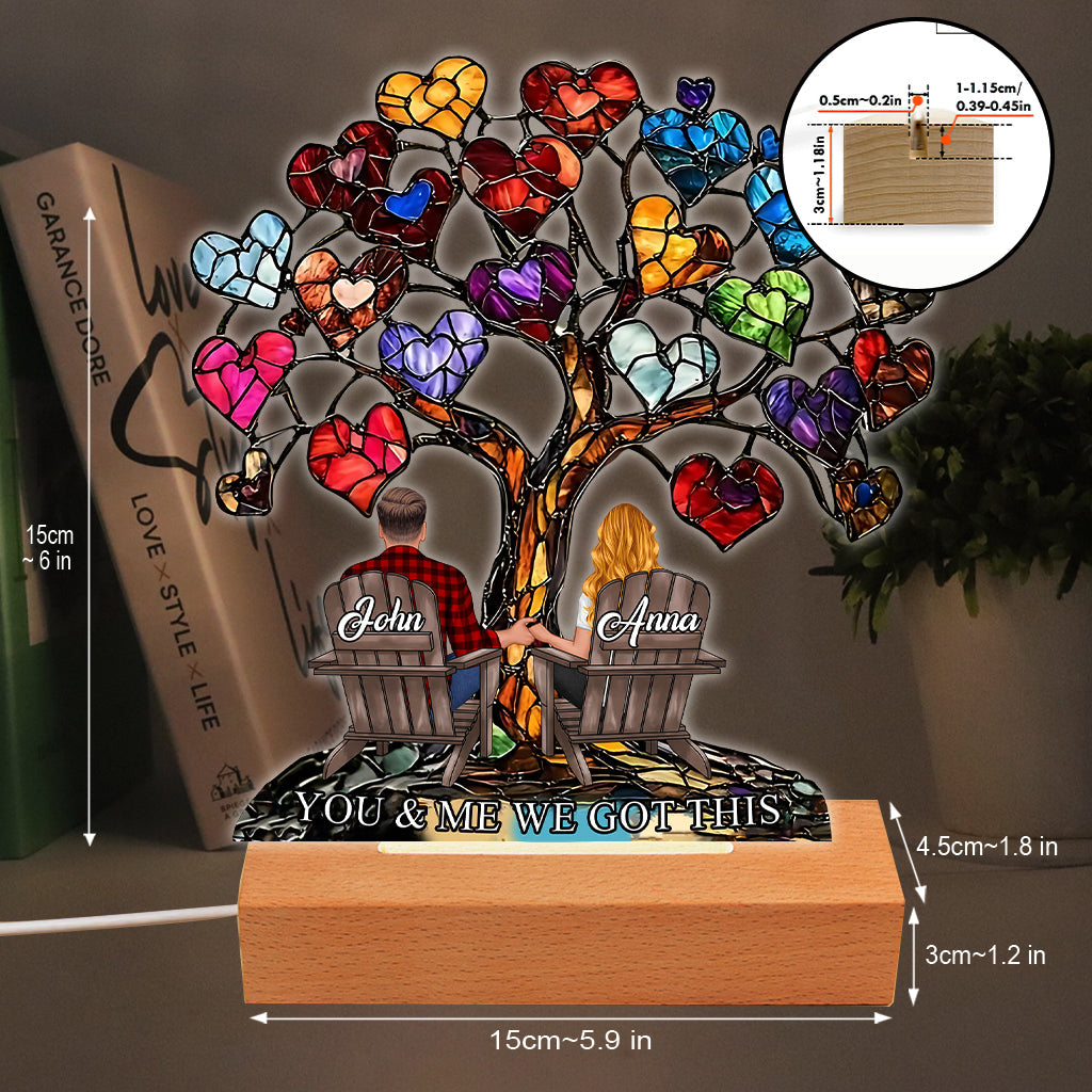 You And Me We Got This - Personalized Couple Shaped Plaque Light Base