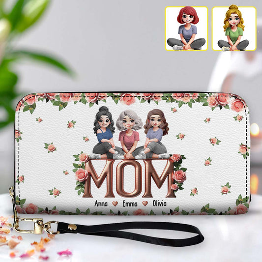 Best Mom Ever - Personalized Mother Leather Long Wallet