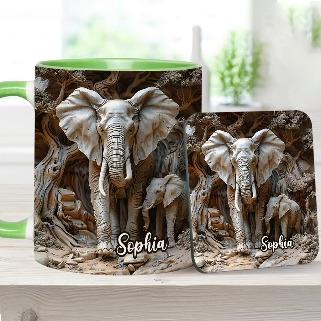 Love Elephant - Personalized Elephant Accent Mug