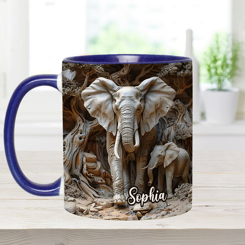 Love Elephant - Personalized Elephant Accent Mug