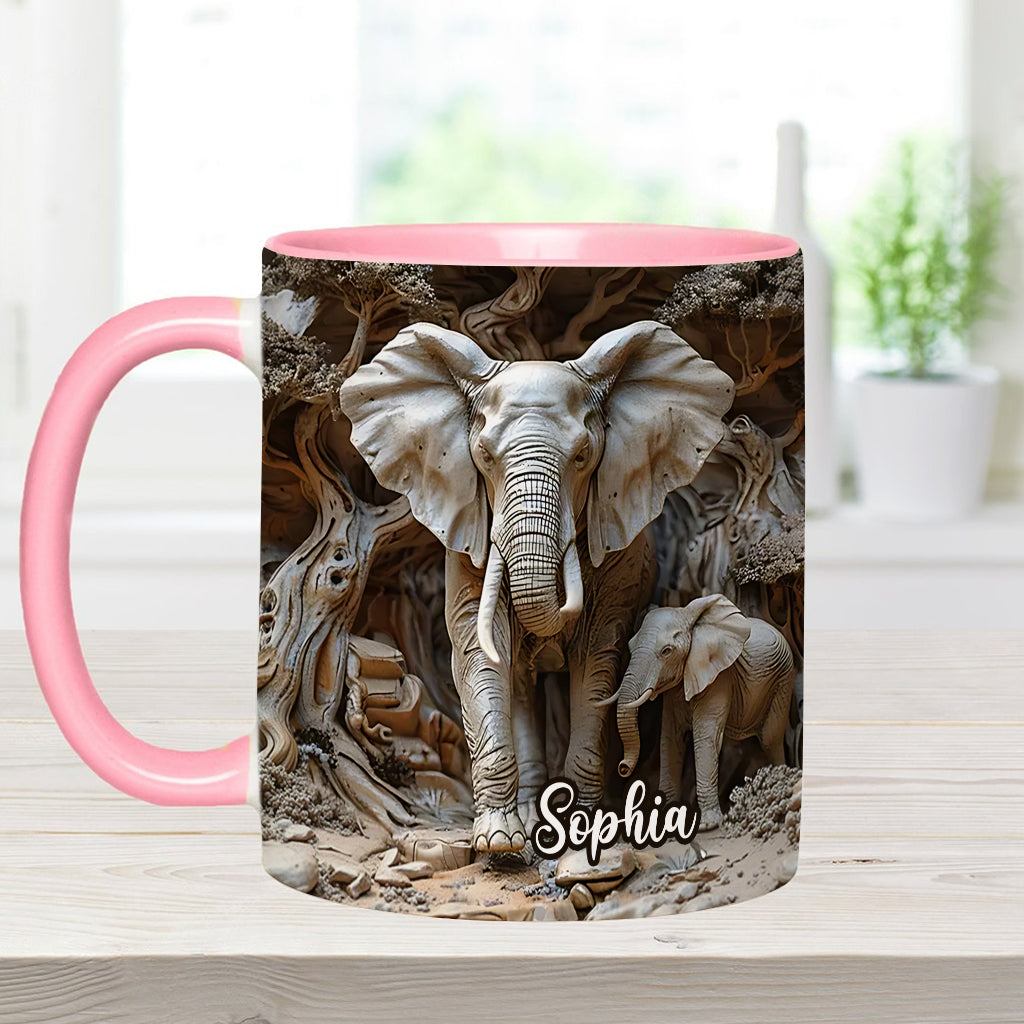 Love Elephant - Personalized Elephant Accent Mug
