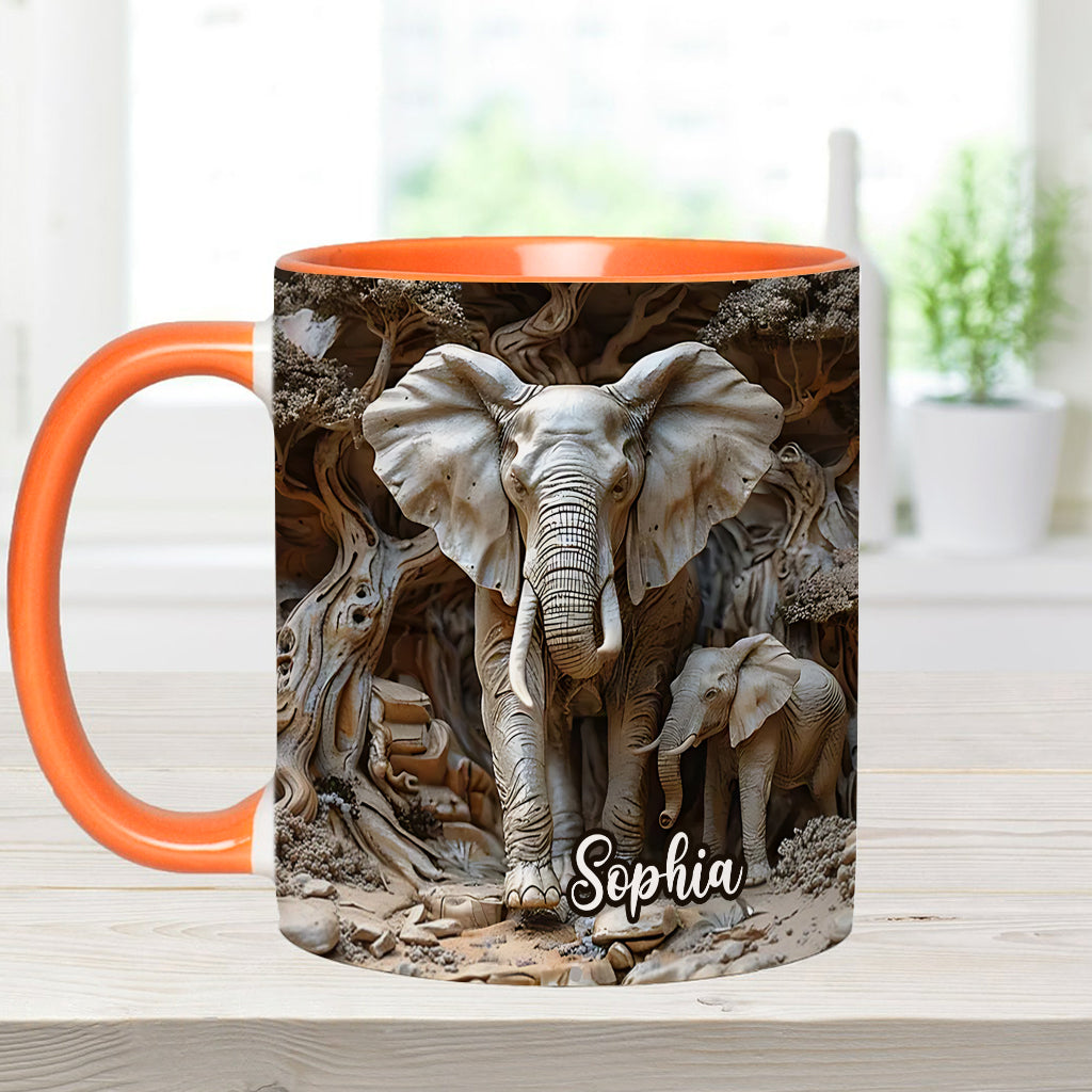 Love Elephant - Personalized Elephant Accent Mug