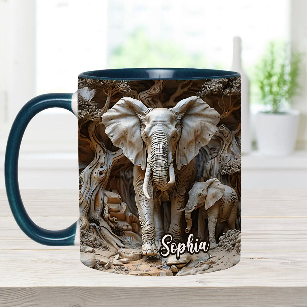 Love Elephant - Personalized Elephant Accent Mug