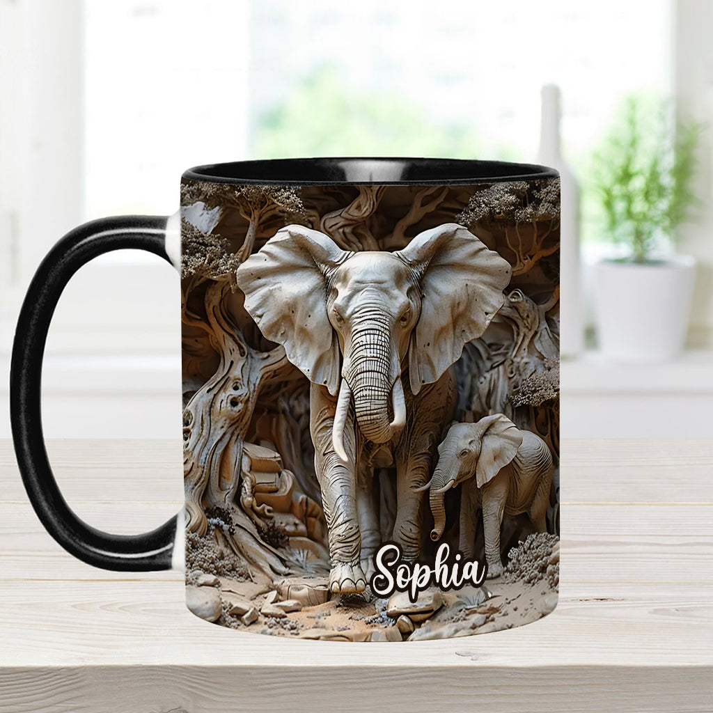 Love Elephant - Personalized Elephant Accent Mug