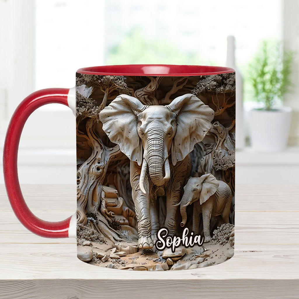 Love Elephant - Personalized Elephant Accent Mug