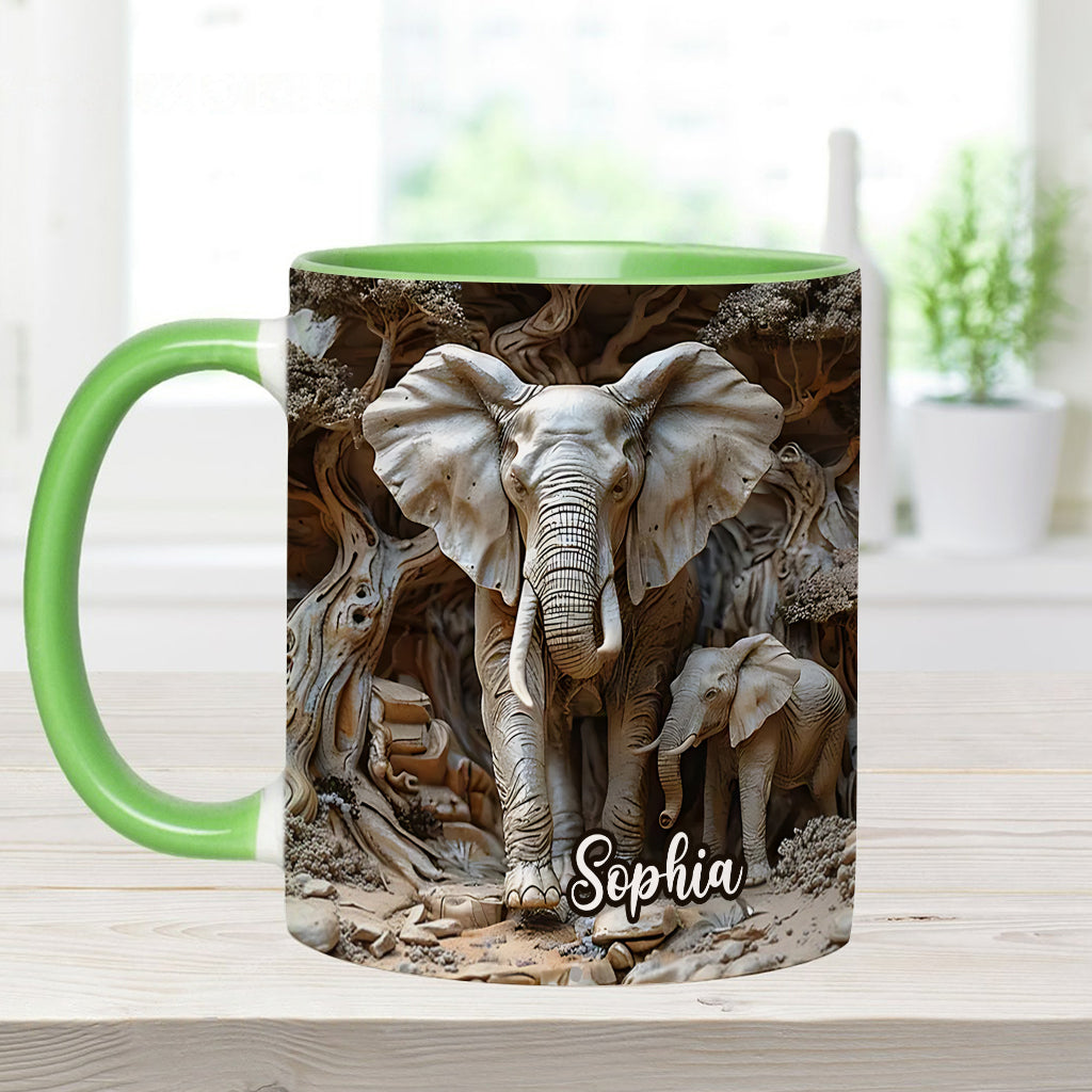 Love Elephant - Personalized Elephant Accent Mug