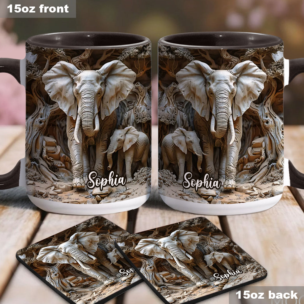 Love Elephant - Personalized Elephant Accent Mug