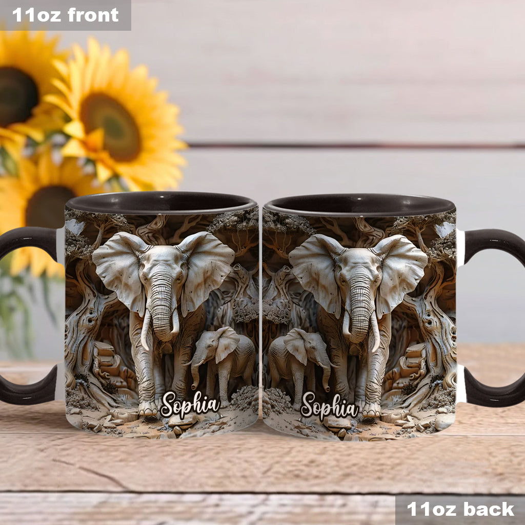 Love Elephant - Personalized Elephant Accent Mug
