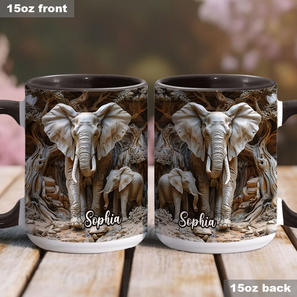 Love Elephant - Personalized Elephant Accent Mug
