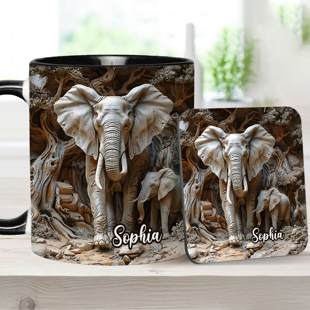 Love Elephant - Personalized Elephant Accent Mug