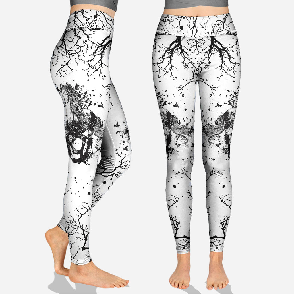 Beautiful Horse Black White - Personalized Horse Hoodie and Leggings