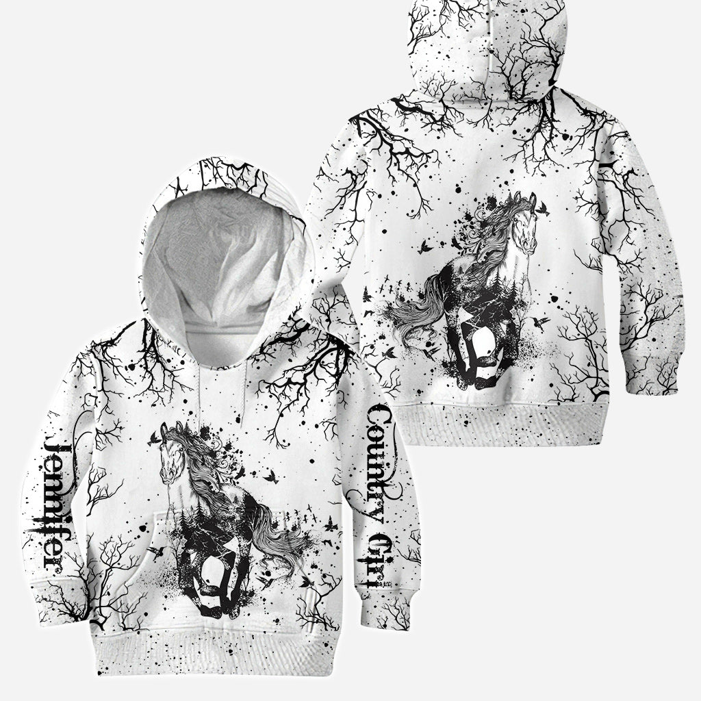 Beautiful Horse Black White - Personalized Horse Hoodie and Leggings