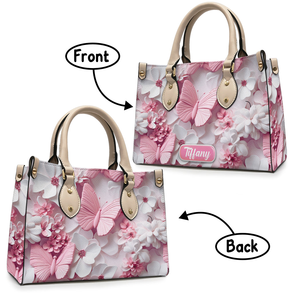 Wonderful Butterflies - Personalized Butterfly Leather Handbag