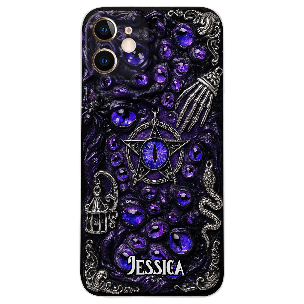 Gothic Pentacle Witchy Vibe - Personalized Witch Leather Phone Case