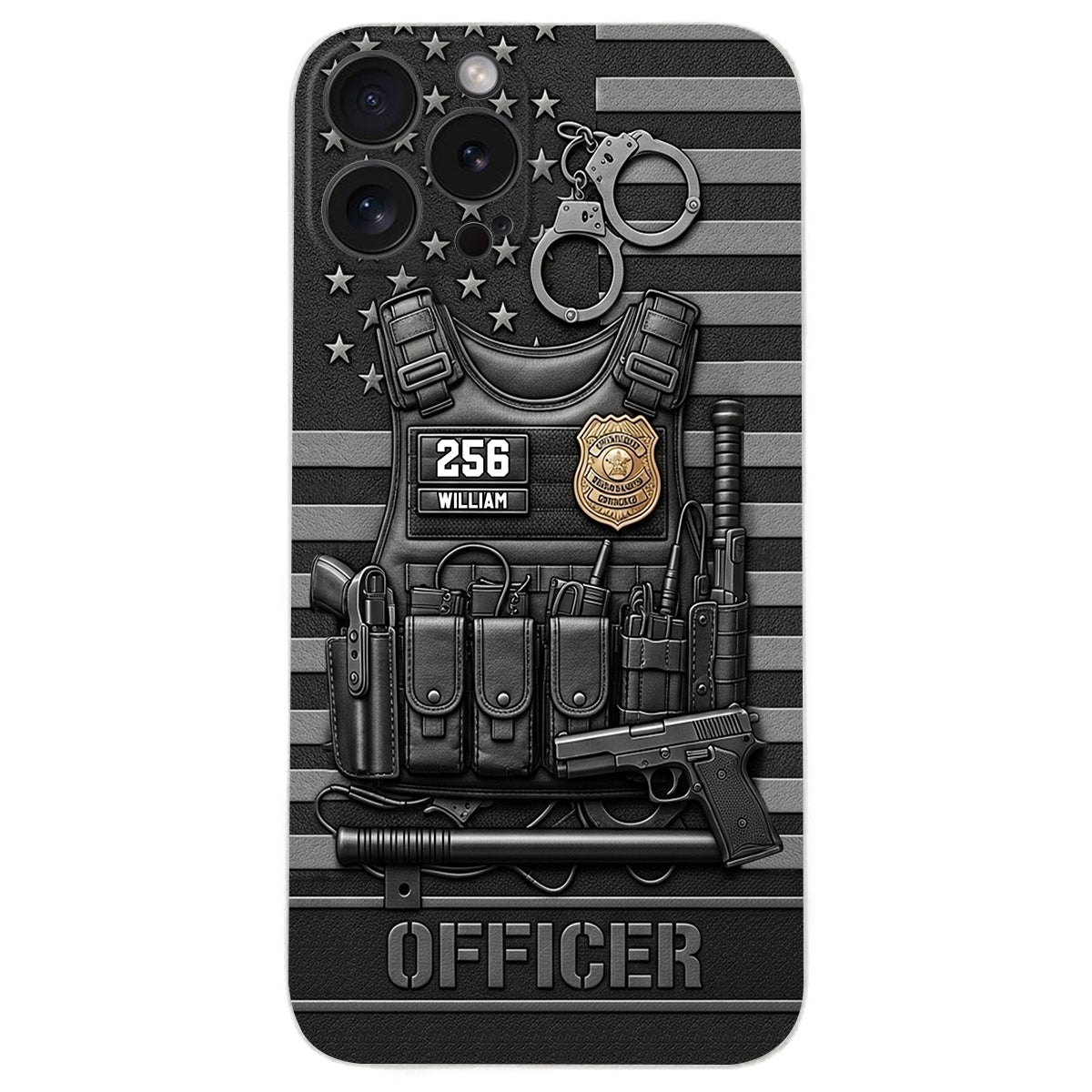 Serve And Protect - Personalized Police Officer Leather Phone Case
