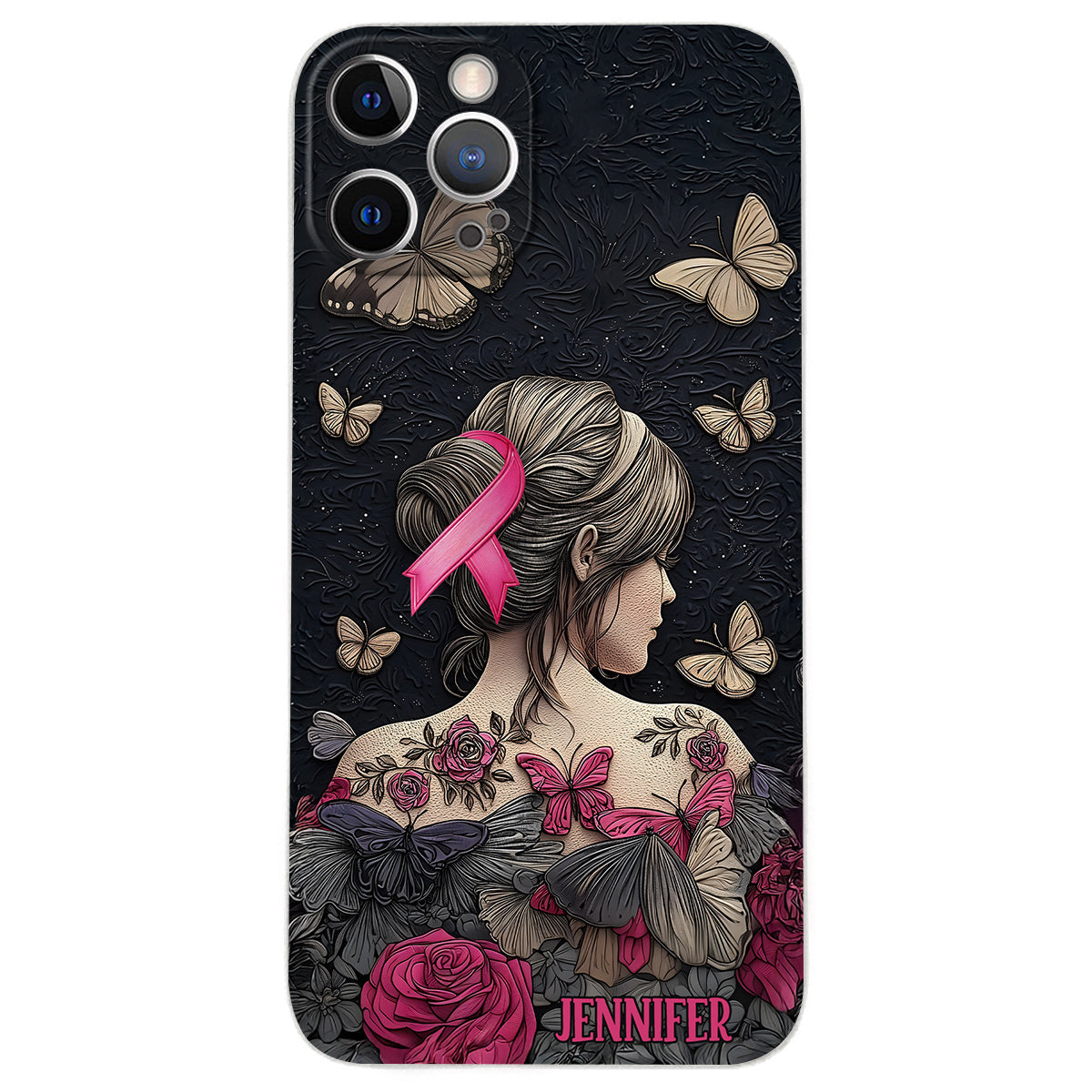 Breast Cancer Awareness - Personalized Breast Cancer Awareness Leather Phone Case