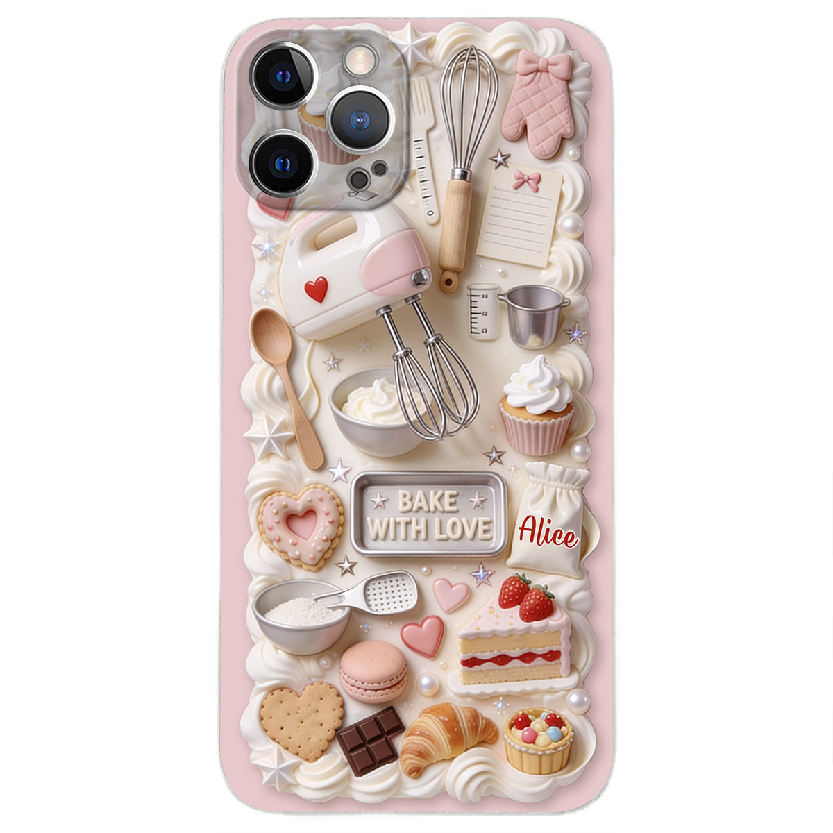 Bake With Love - Personalized Baking 3D Embossed Leather Phone Case