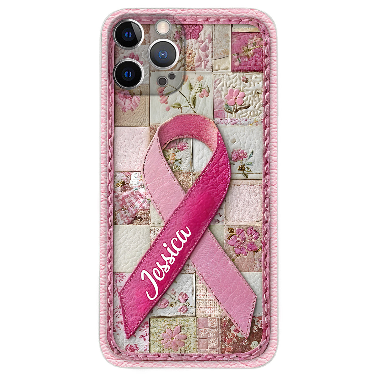 Breast Cancer Awareness - Personalized Breast Cancer Awareness Leather Phone Case