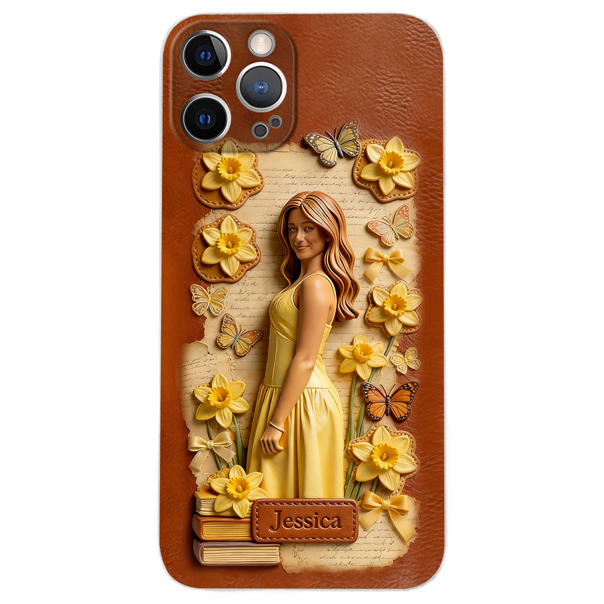Custom Any Photo Unique Birth Flower - Personalized Self Love Leather Phone Case