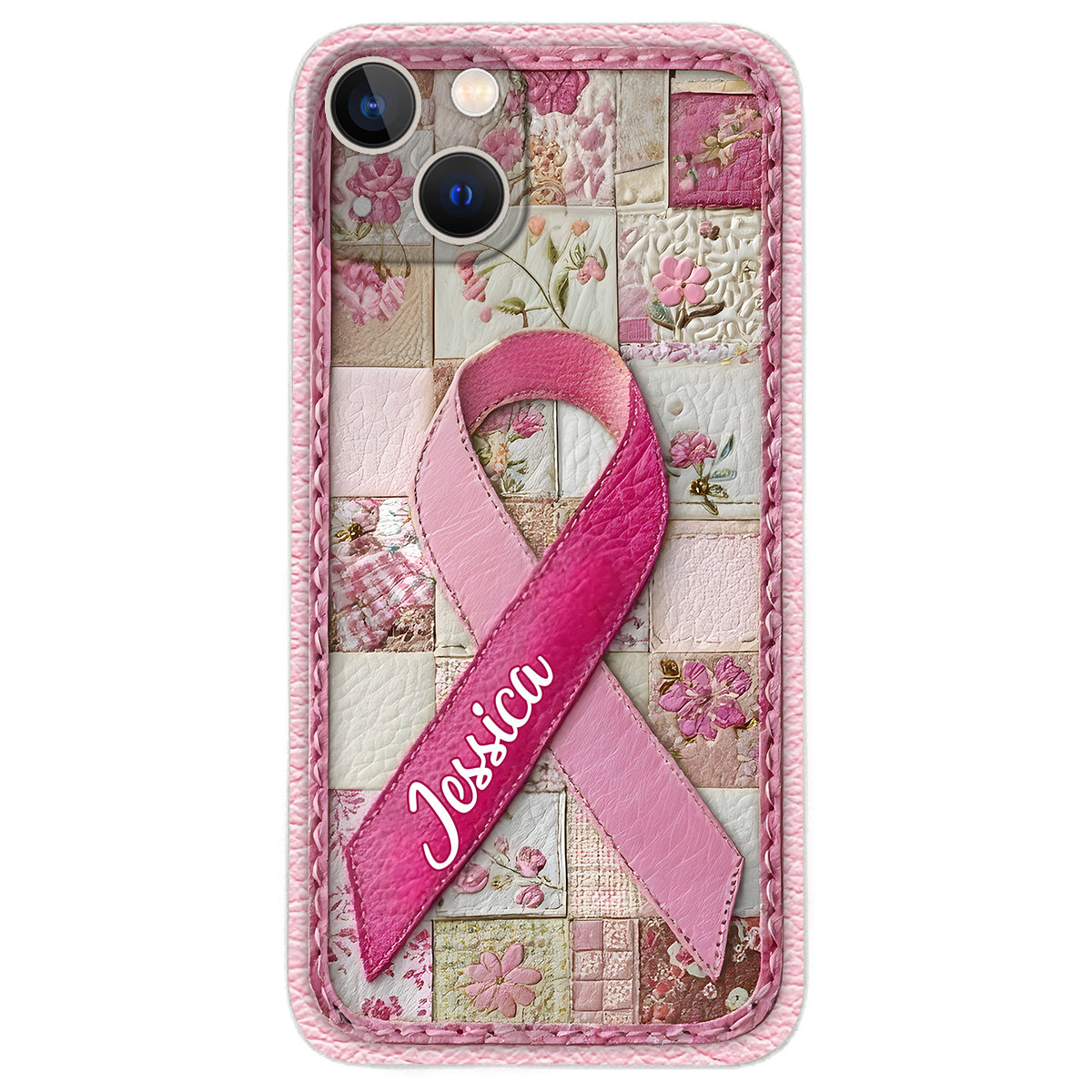 Breast Cancer Awareness - Personalized Breast Cancer Awareness Leather Phone Case