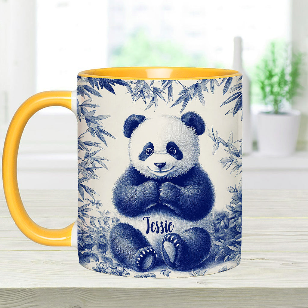 Cute Toile de Jouy Baby Panda - Personalized Accent Mug