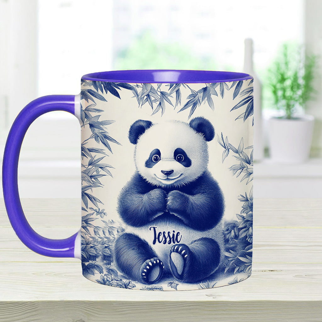 Cute Toile de Jouy Baby Panda - Personalized Accent Mug