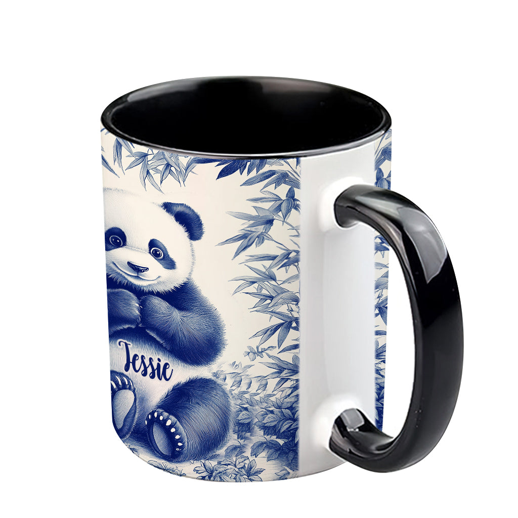Cute Toile de Jouy Baby Panda - Personalized Accent Mug