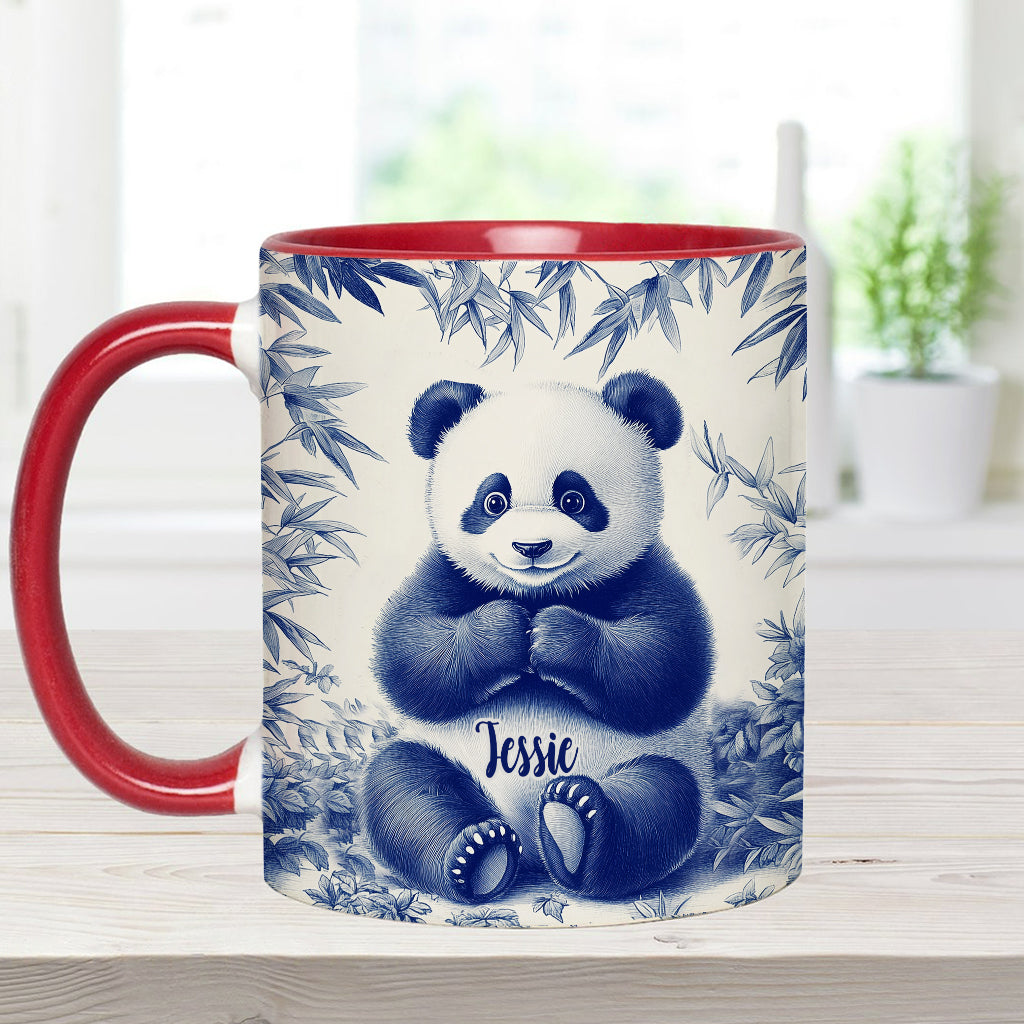 Cute Toile de Jouy Baby Panda - Personalized Accent Mug