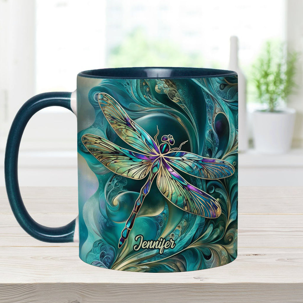 Beautiful Dragonfly - Personalized Dragonfly Accent Mug