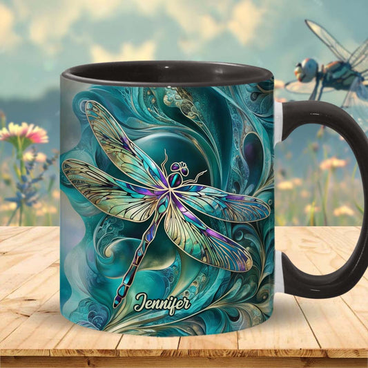 Beautiful Dragonfly - Personalized Dragonfly Accent Mug