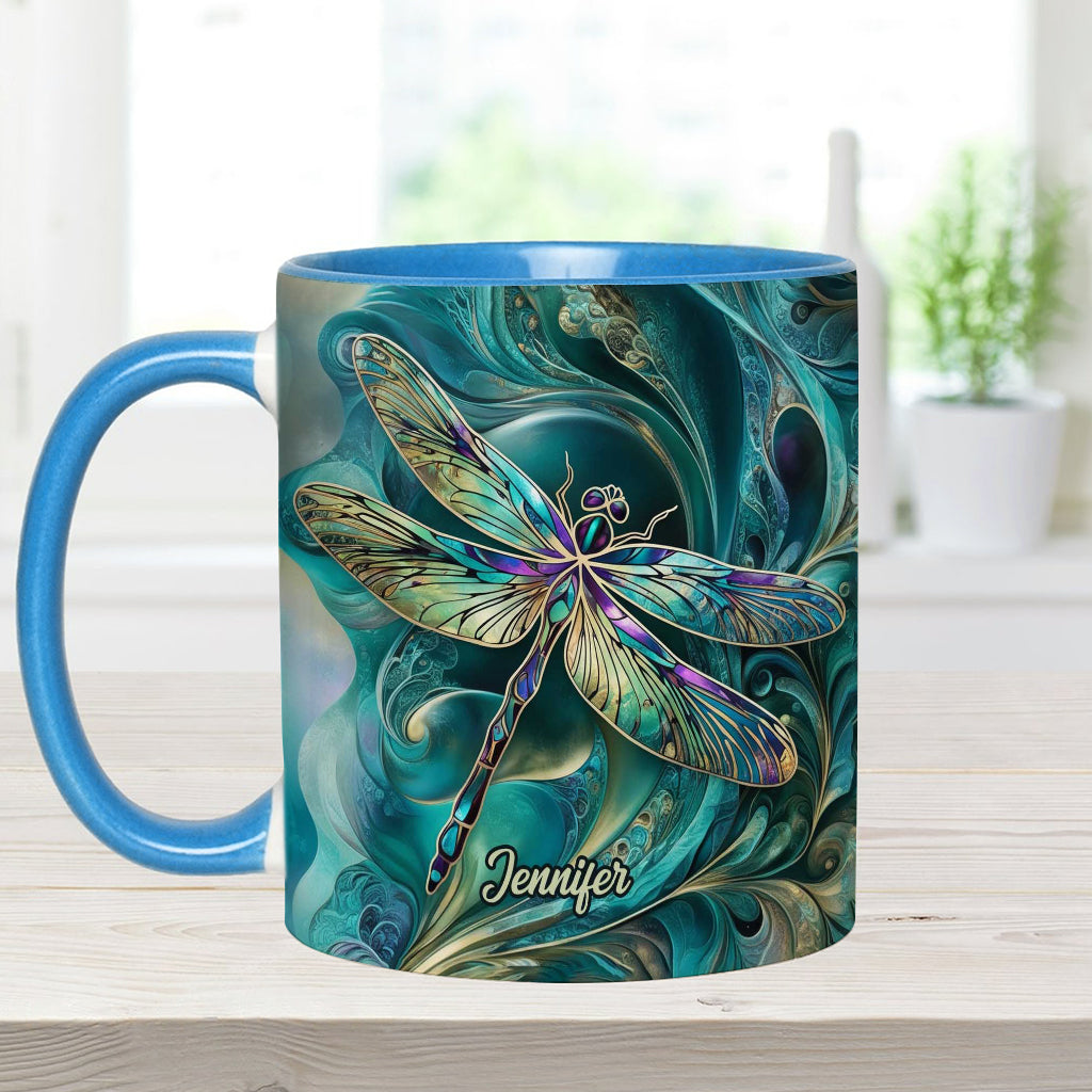 Beautiful Dragonfly - Personalized Dragonfly Accent Mug
