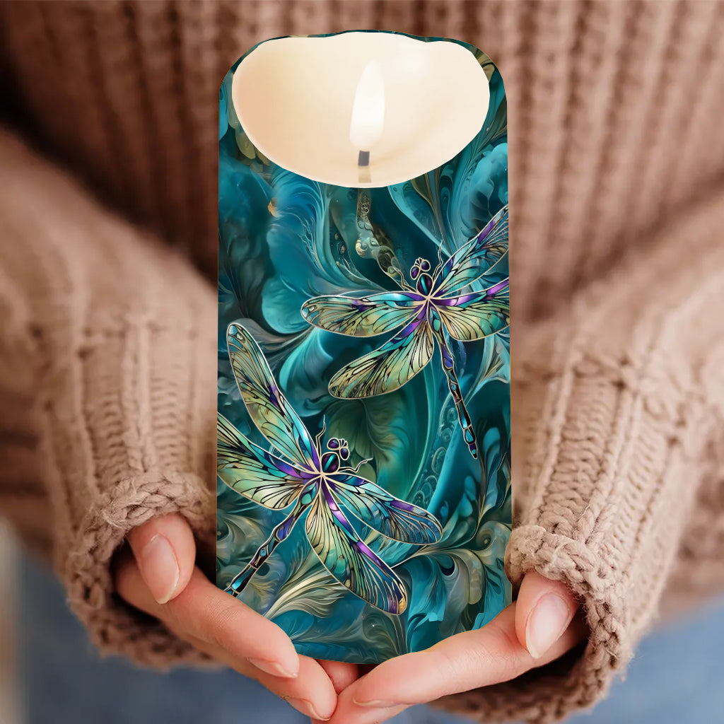 Dreamy Dragonfly - Personalized Dragonfly Flameless Candle