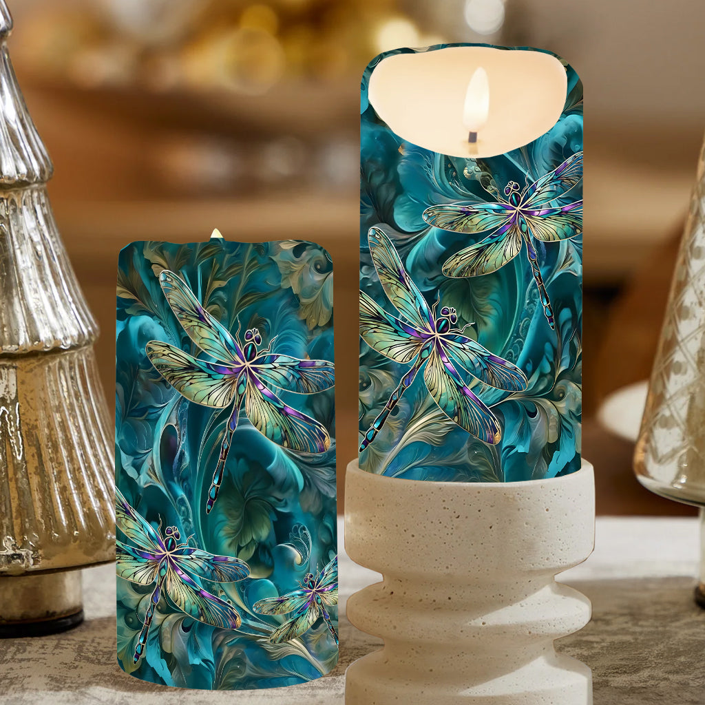 Dreamy Dragonfly - Personalized Dragonfly Flameless Candle