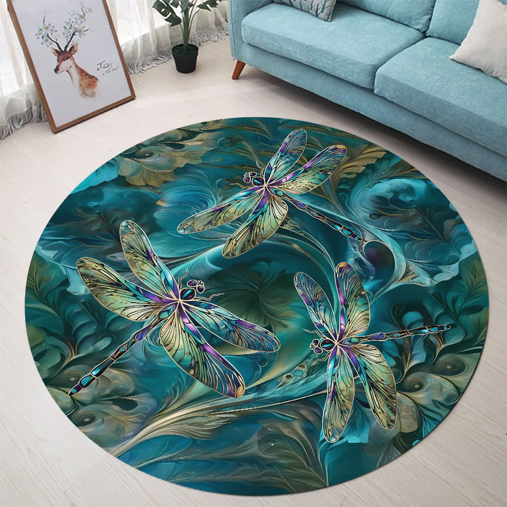 Dreamy Dragonfly - Personalized Dragonfly Round Rug