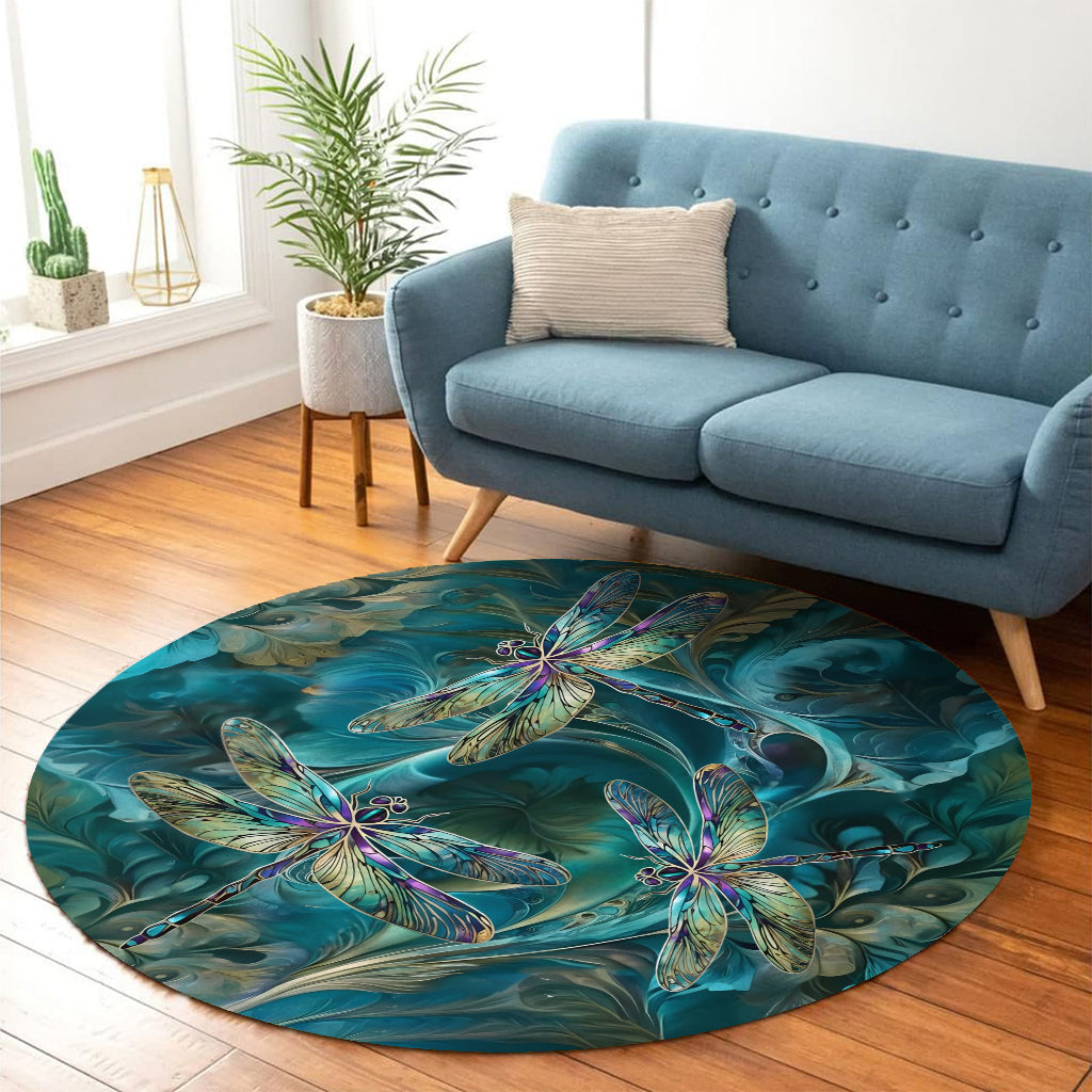 Dreamy Dragonfly - Personalized Dragonfly Round Rug
