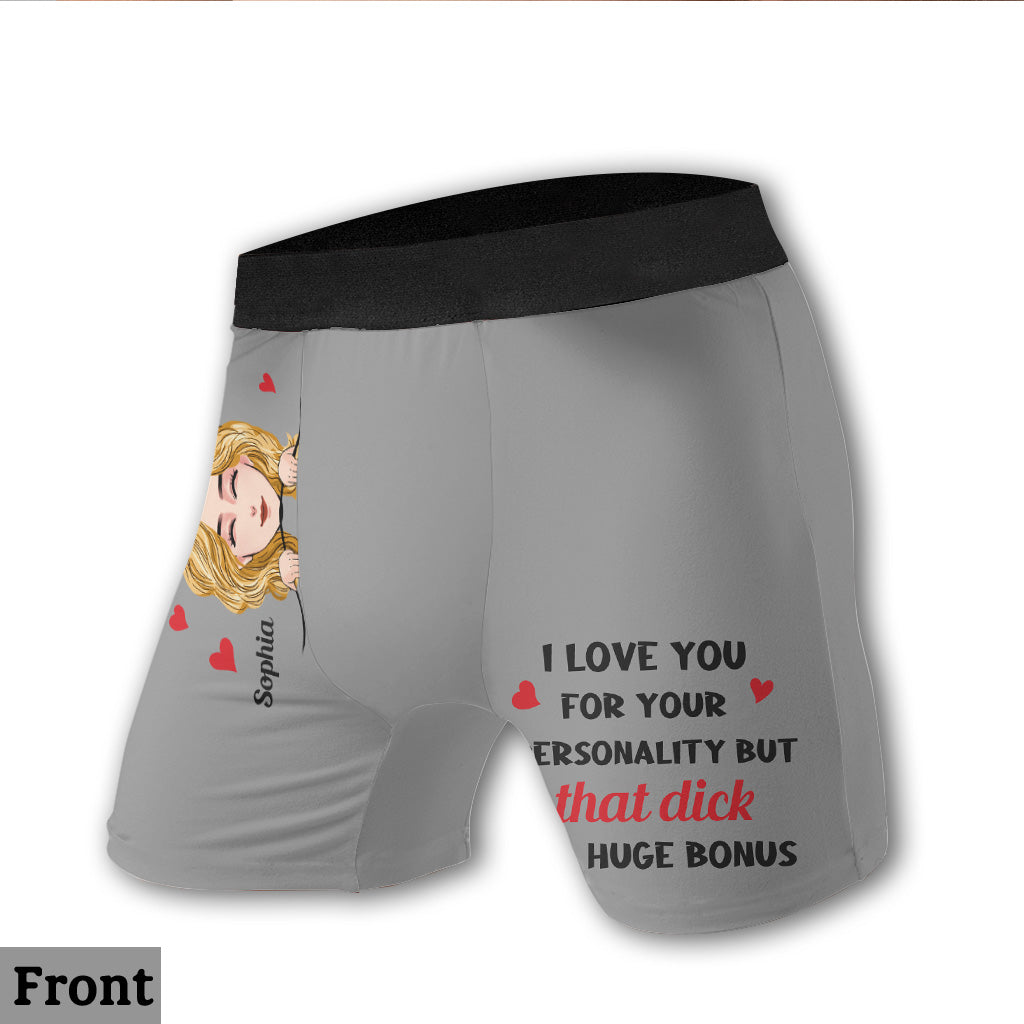 I Love You For Your Personality - Personalized Couple Couple Men's Boxer Briefs