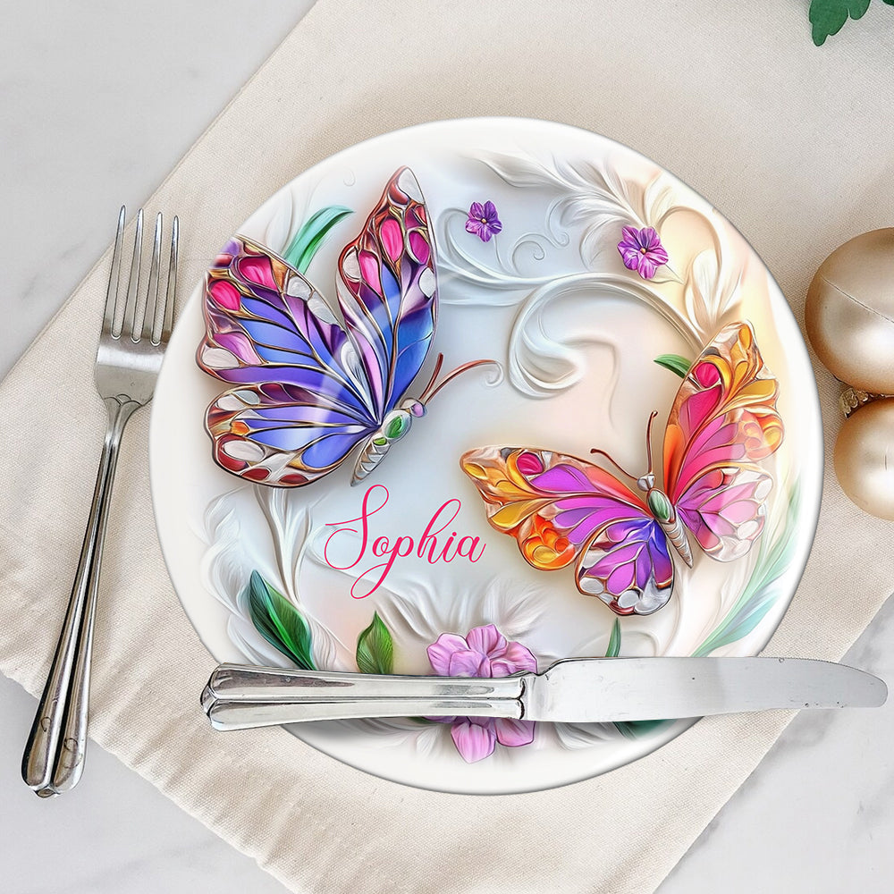 Stunning Butterfly - Personalized Butterfly Ceramic Round Plate