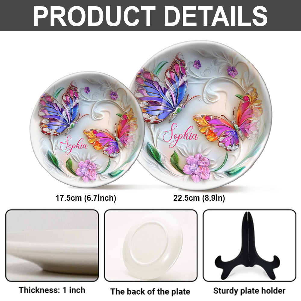 Stunning Butterfly - Personalized Butterfly Ceramic Round Plate