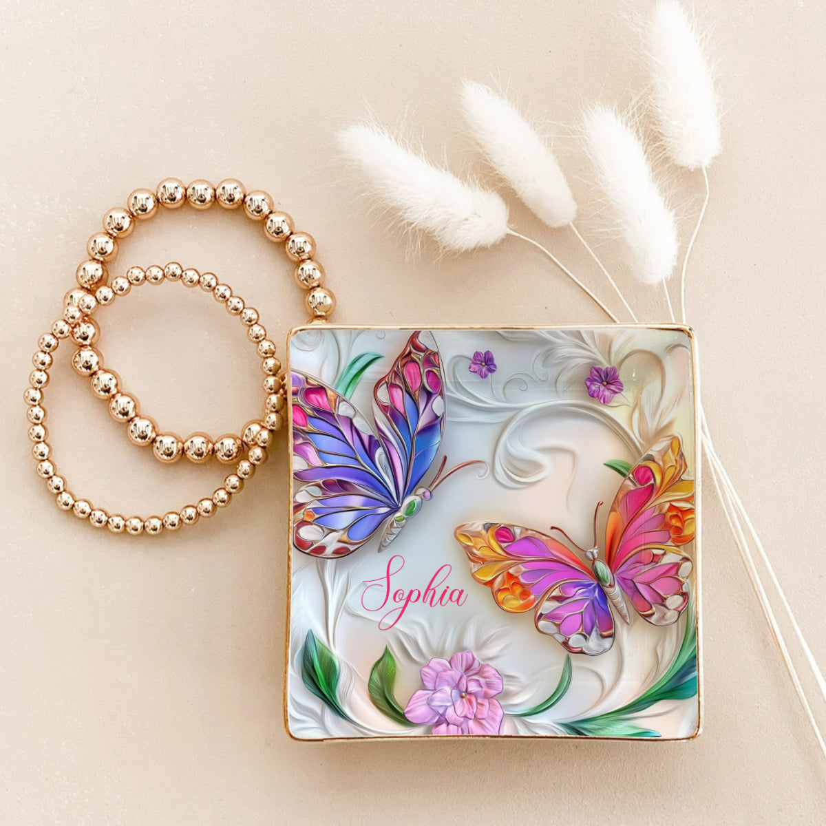 Stunning Butterfly - Personalized Butterfly Fully Printed Jewelry Dish