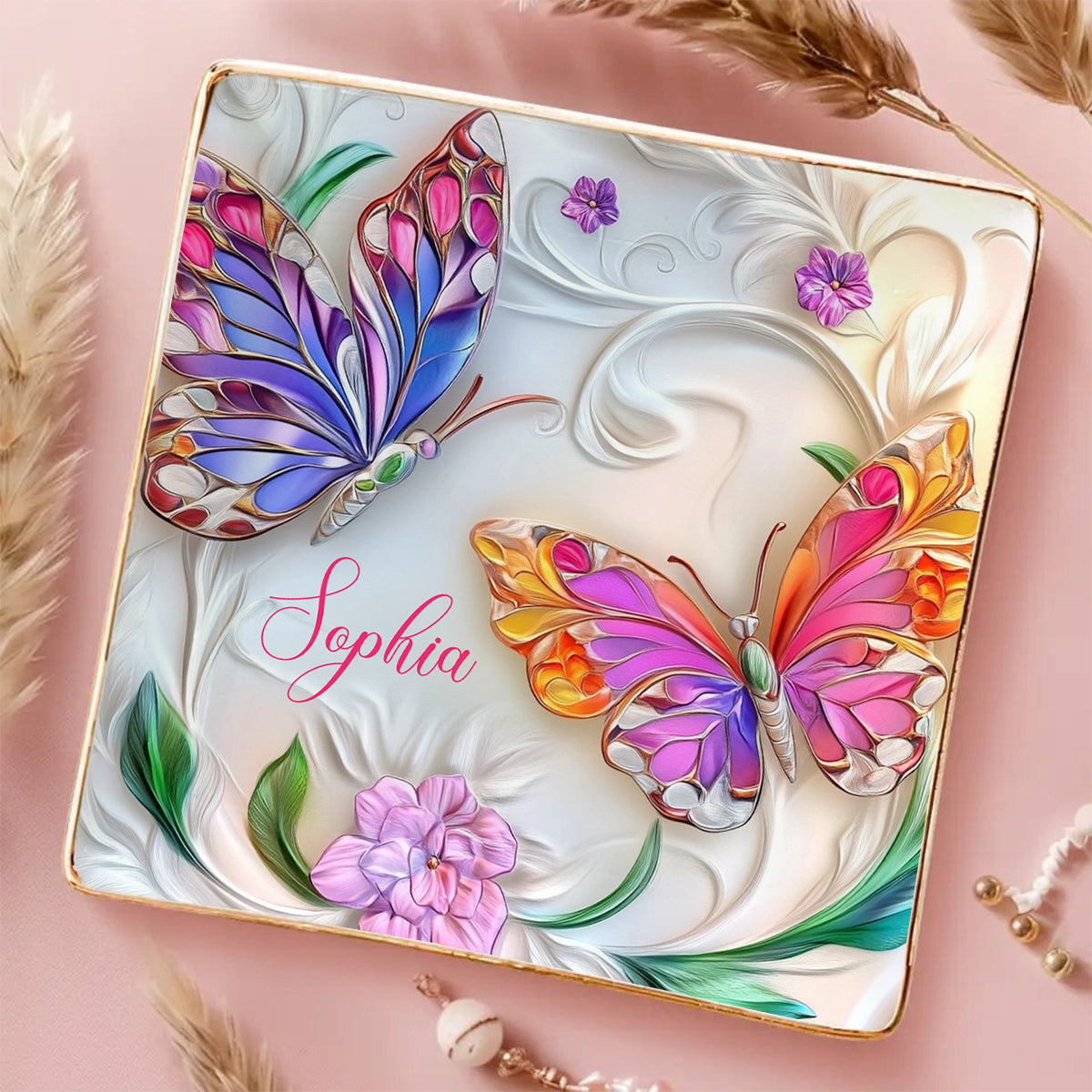 Stunning Butterfly - Personalized Butterfly Fully Printed Jewelry Dish